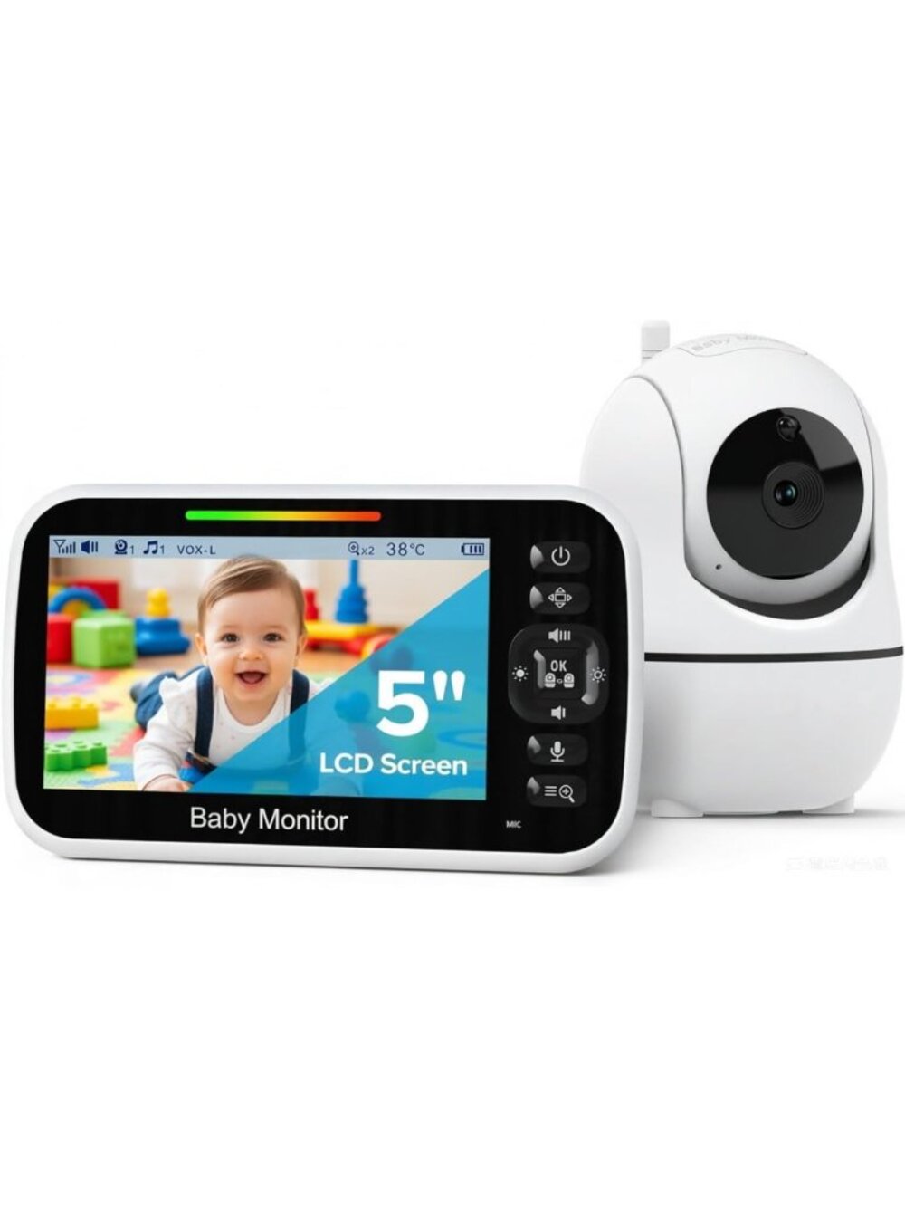 5-Inch Baby Monitor with Camera & Audio - No WiFi, Portable & Easy to Use